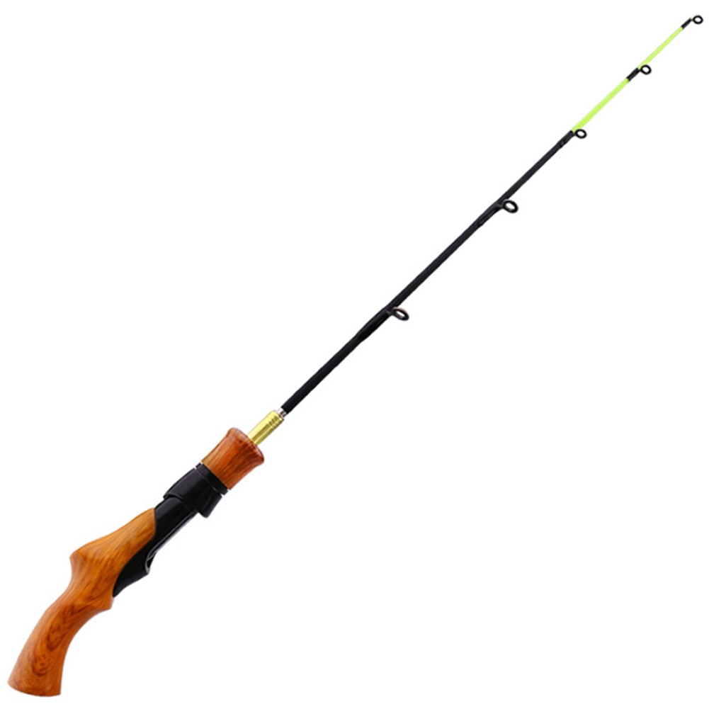 Telescopic Ice Winter Fishing Rod Outdoor Sport Mini Feeder Wooden Handle Fishing Pole Winter Fishing Rod Ice Fishing Reel