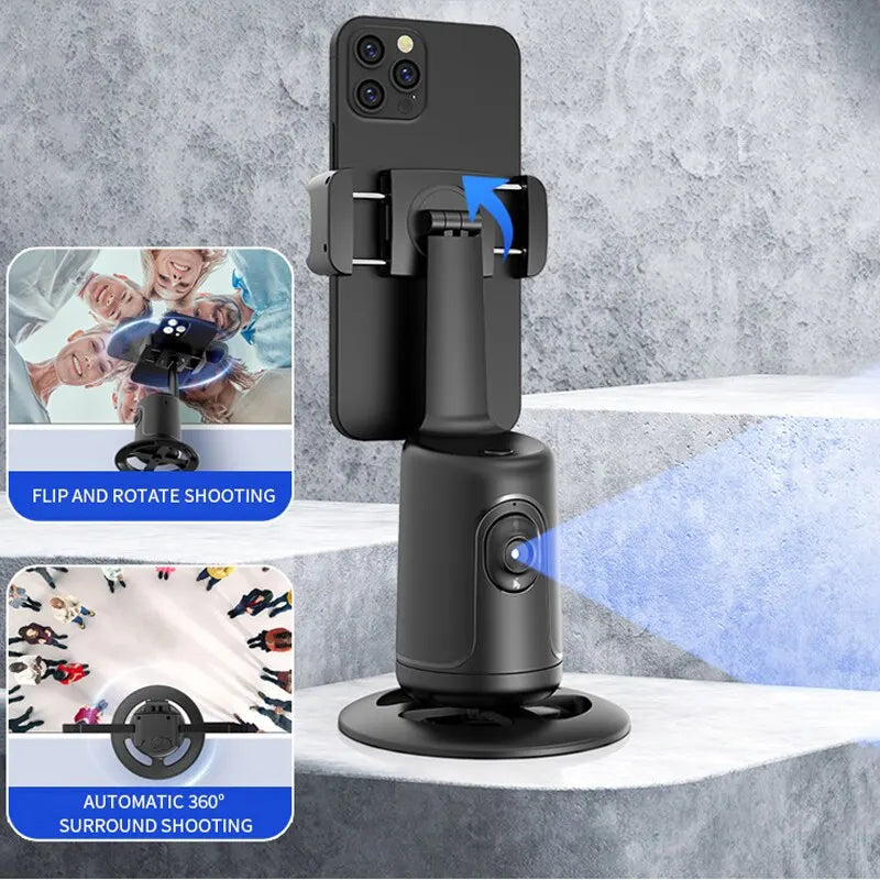P01 Auto Tracking Shooting Gimbal AI Camera Recognition Body Face Track 360 Rotation Intelligent Follow Live Shoot Phone Stand