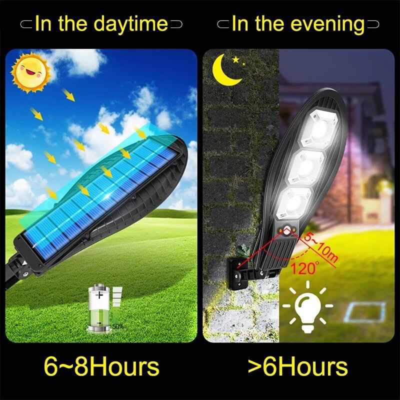 Solar Street Lights Outdoor 108COB Light Control Motion Sensor Dusk to Dawn Security Led Solar Street Light for Square Garden