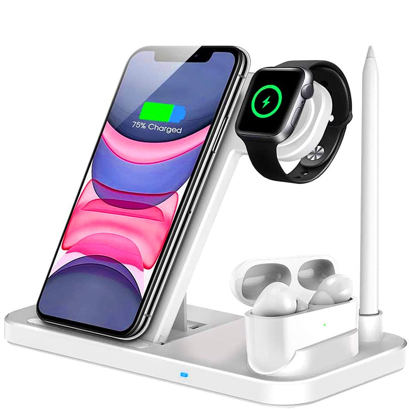 FDGAO 15W Wireless Charger 4 in 1 Qi Fast Charging Dock Station for Apple Watch 7 6 SE AirPods Pro iPhone 14 13 12 11 XS XR X 8