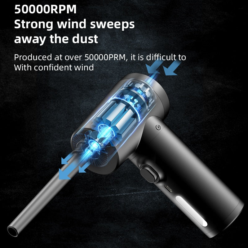 Wireless Air Duster 50000 RPM Dust Blowing Gun USB Compressed Air Blower Cleaning For Computer Laptop Keyboard Camera Cleaning