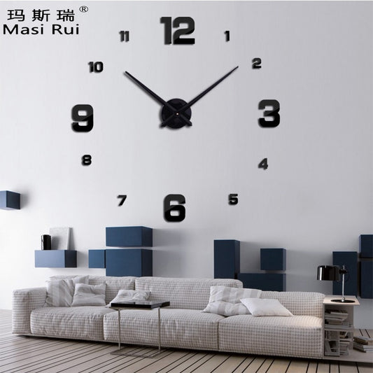2021 New Arrival 3d Real Big Wall Clock Modern Design Rushed Quartz Clocks Fashion Watches Mirror Sticker Diy Living Room Decor