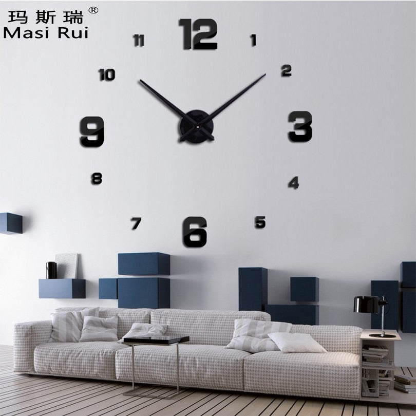 2021 New Arrival 3d Real Big Wall Clock Modern Design Rushed Quartz Clocks Fashion Watches Mirror Sticker Diy Living Room Decor