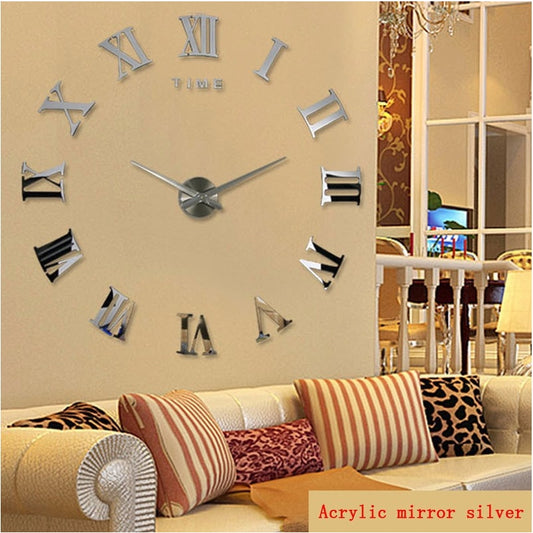 2021 New Diy Wall Clock 3D Home Decor Large Roman Mirror Fashion Modern Quartz Art Clocks living Room Watch Free Shipping