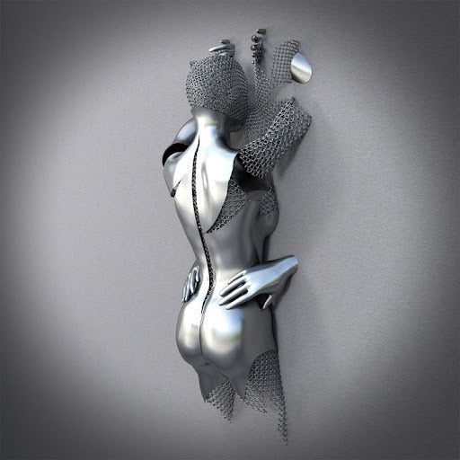 Abstract Metal Figure Statue Canvas Painting Wall Art Picture Couples Wing Baby Sculpture Lover Poster Prints Home Decor Gifts